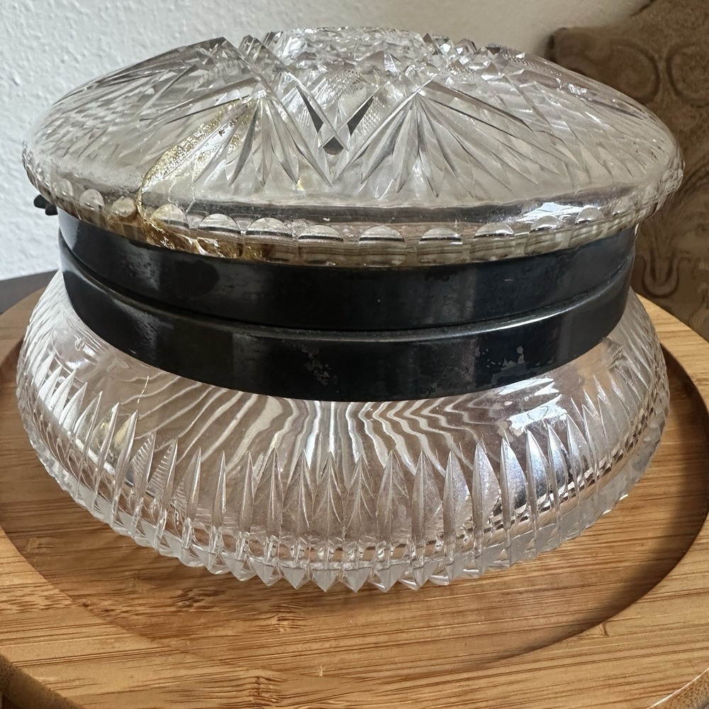 Antique Pairpoint Dresser Box 6 Inch Cut Crystal Glass Lid AS IS PARTS REPAIR